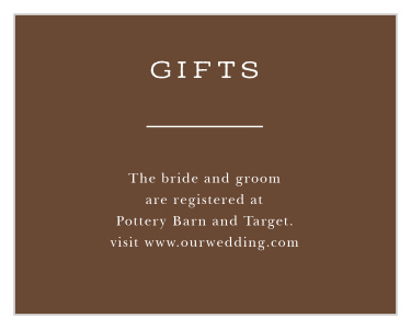 inform family and friends where you would like your wedding gifts from our Rustic Tree Registry Cards.