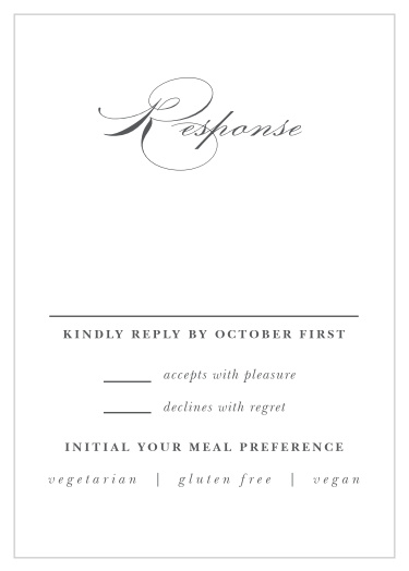Easily gather your guest-list in style, with our elegant All Script Response Cards!