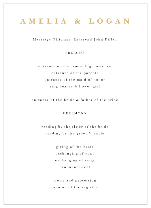 Inform family and friends of each step of your marriage ceremony with our Joyful Union Wedding Programs.