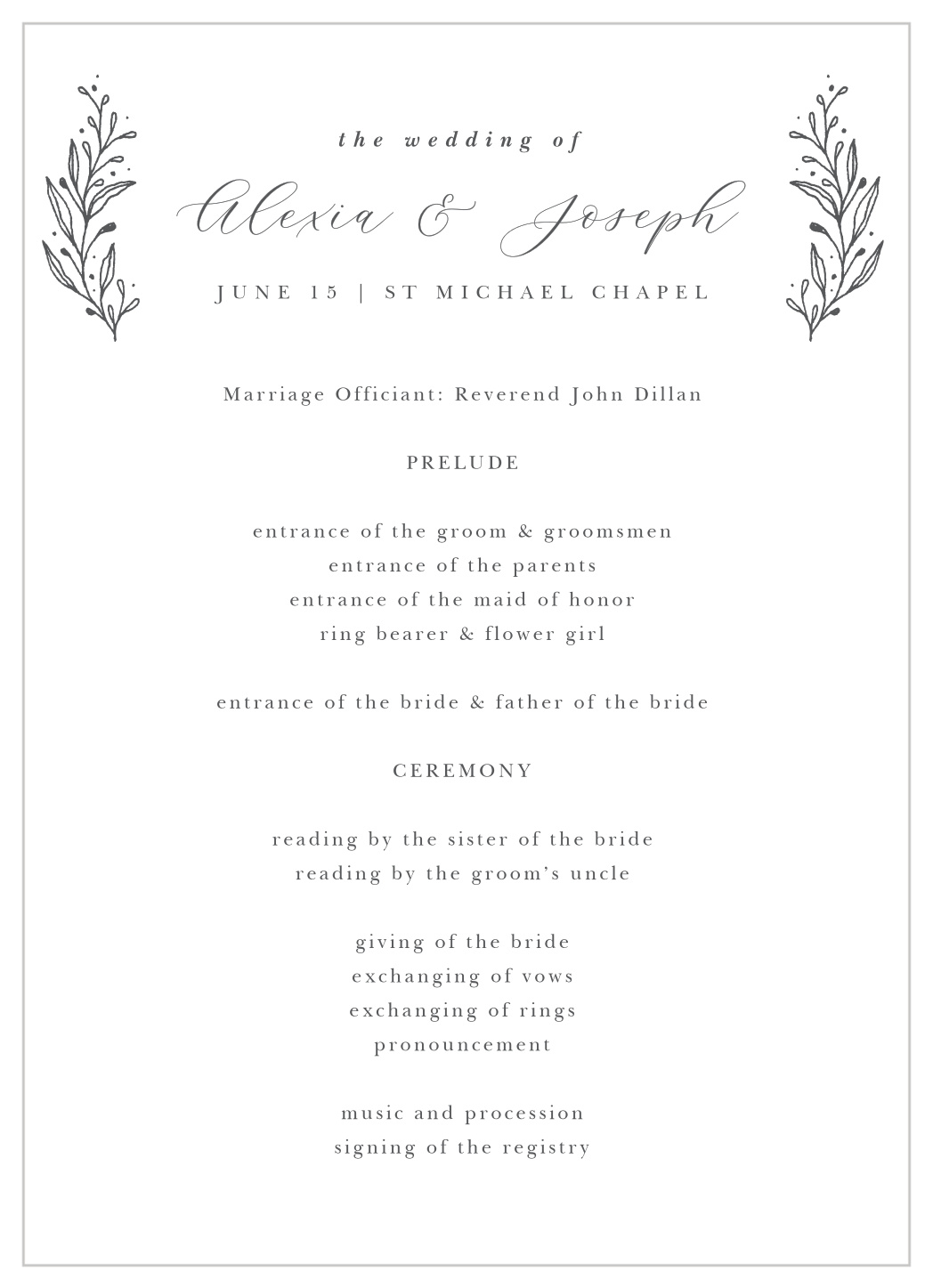 Tulip Wreath Wedding Programs by Basic Invite