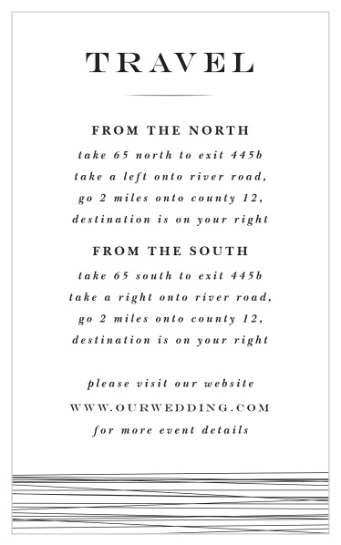 Guide family and friends on their way to your wedding venue with our Down The Aisle Direction Cards.