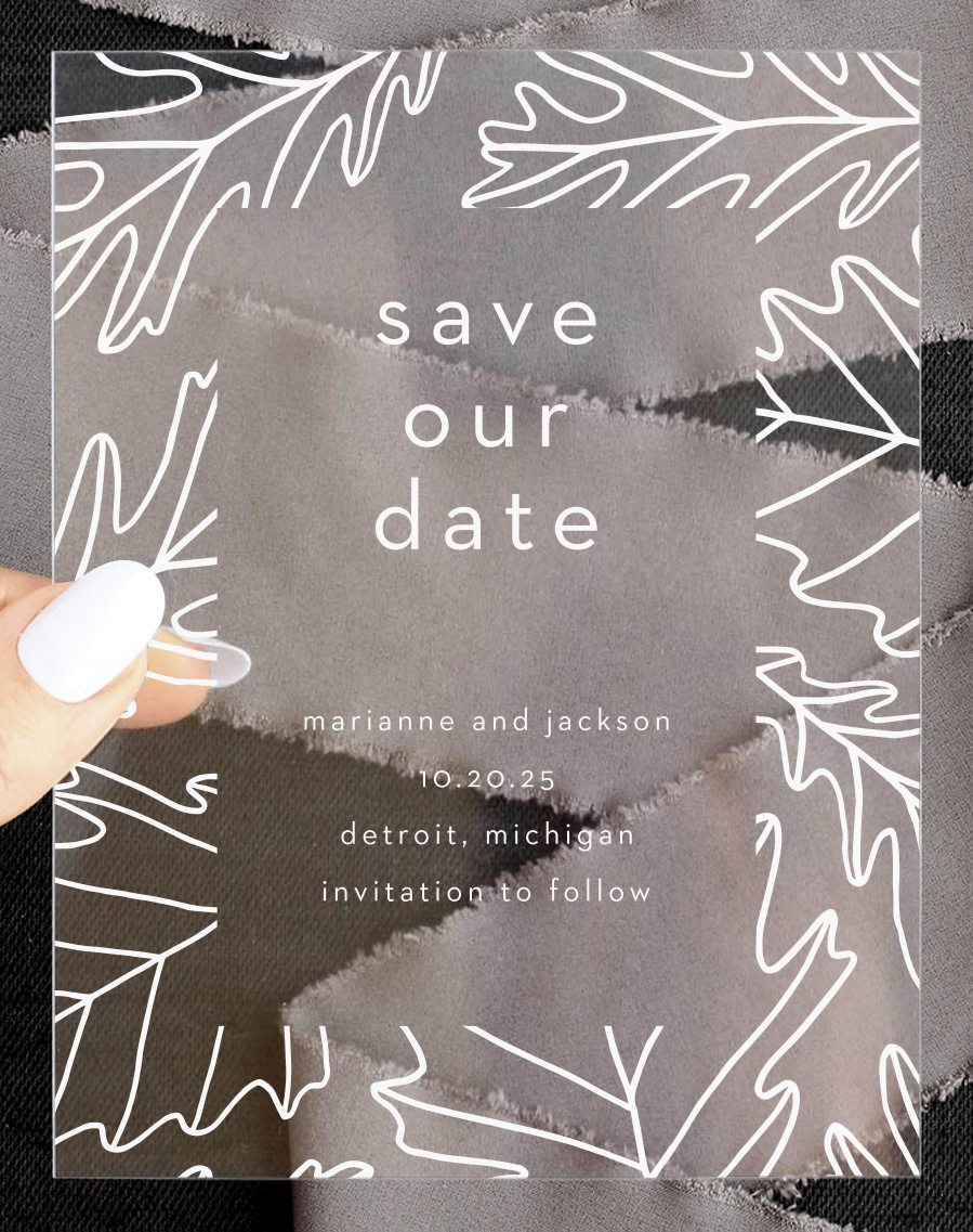Modern Autumn Clear Save the Date Cards