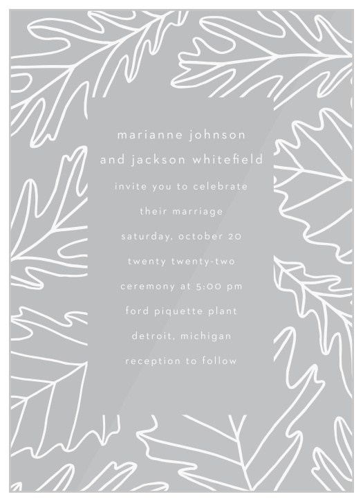 Bring family and friends together to celebrate your marriage with our Modern Autumn Clear Wedding Invitations.