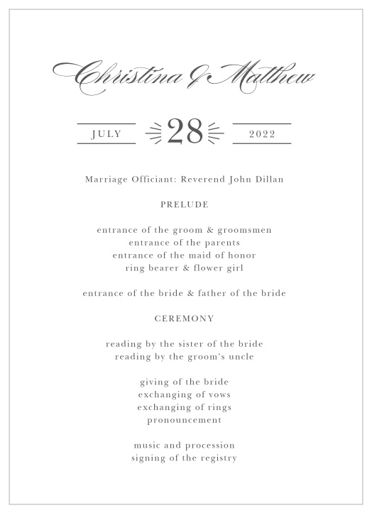 Our Classic Constellation Wedding Programs are the perfect way to keep the events of your big day organized for both you and your guests!