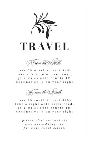 Friends and family will find your wedding venue with ease with the help of our Timely Tradition Direction Cards.