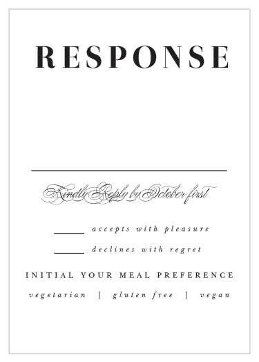 Our Timely Tradition Response Cards gives you a headcount of everyone that plans to attend your wedding ceremony.