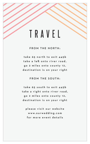 Include our Pattern Stripes Direction Cards in your wedding suite to help your guests find their way to your event's venue!