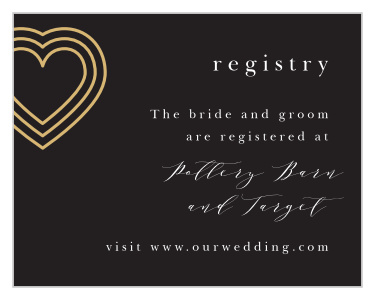 Our Modern Triple Hearts Registry Cards let family and friends know where you would like your wedding gifts from.