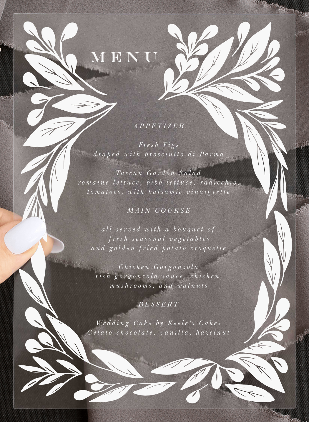 Blooming Love Clear Wedding Menus