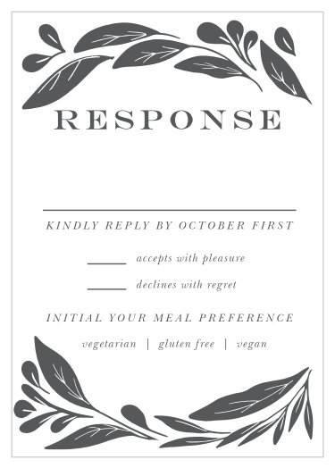 Effortlessly, and elegantly, gather your guest list by sending out our Blooming Love Response Cards with your invitations!