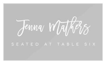 Help friends and family find their seats at your wedding reception with our Textured Script Clear Place Cards. 