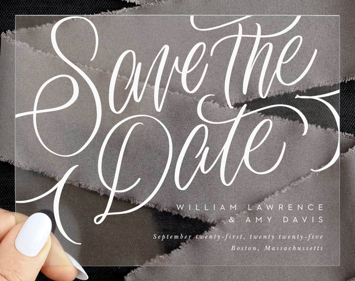 Bold Script Clear Save The Date Cards