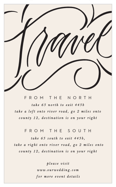 Our Bold Script Direction Cards are the perfect way to make sure your guests don't get lost on their way to your wedding fun!