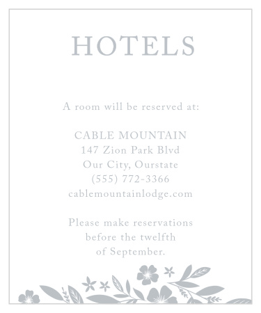 Let your guests know where you've reserved their overnight stay while attending your celebrations, with our Sophisticated Border Accommodation Cards!