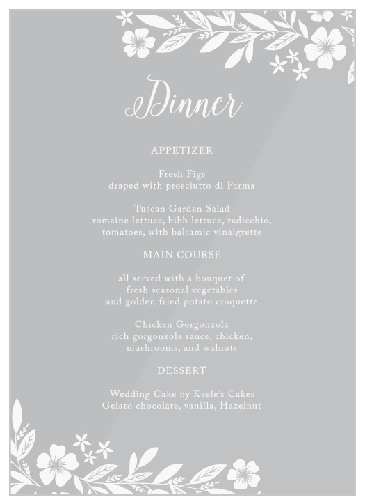 Allow your event's table settings to serve at the backdrop of our Sophisticated Border Clear Wedding Menus!