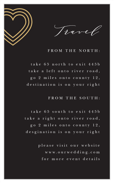 Our Modern Triple Hearts Direction Cards guide family and friends to your wedding venue with ease.