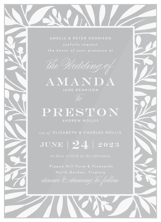 Your guests are sure to be just as excited to attend your wedding, as you are to get married, when you invite them using our Botanical Burst Clear Wedding Invitations!