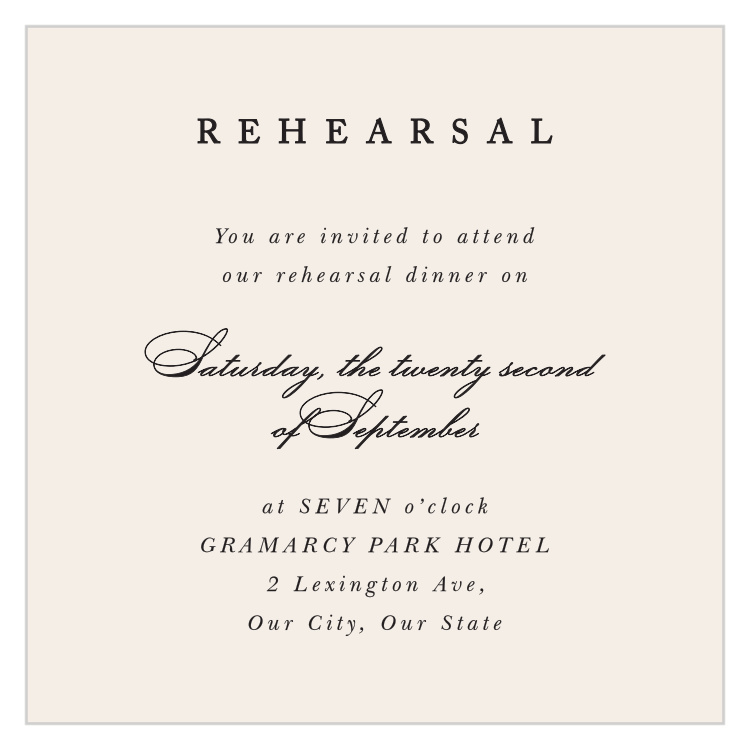 Swirling Wreath Rehearsal Cards by Basic Invite