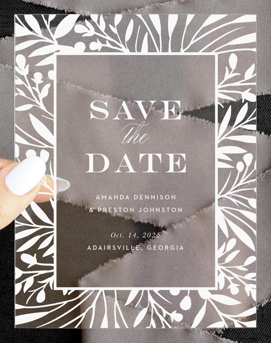 Botanical Burst Clear Save The Date Cards