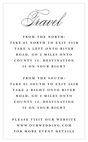 Friends and family will have no issue finding your wedding venue with our Two Rings Direction Cards. 