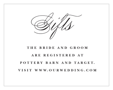 Our Two Rings Registry Cards let family and friends know where you would like your wedding gifts from.