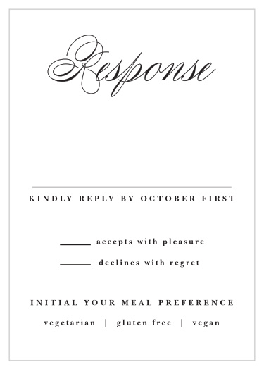 Gather a headcount of everyone that plans to come to your wedding with our Two Rings Response Cards.