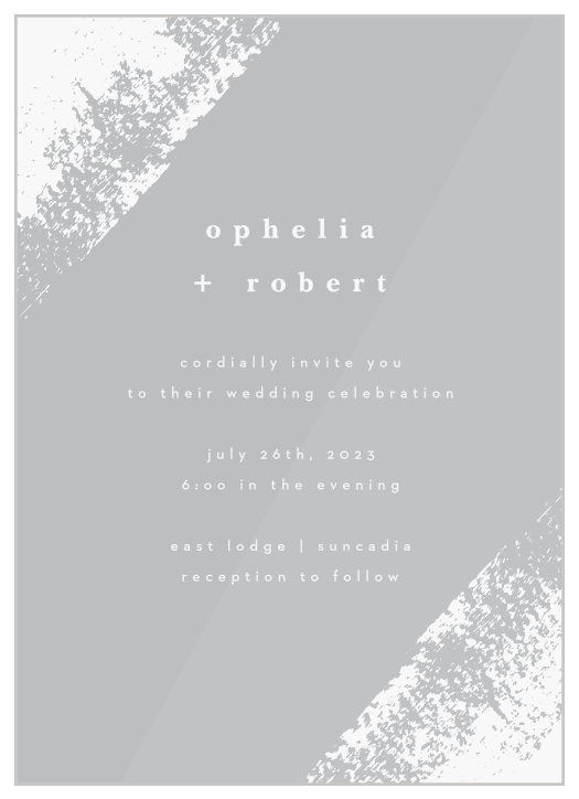 Our Brushstroke Corners Clear Wedding Invitations are the perfect, modern design to fit any wedding theme!