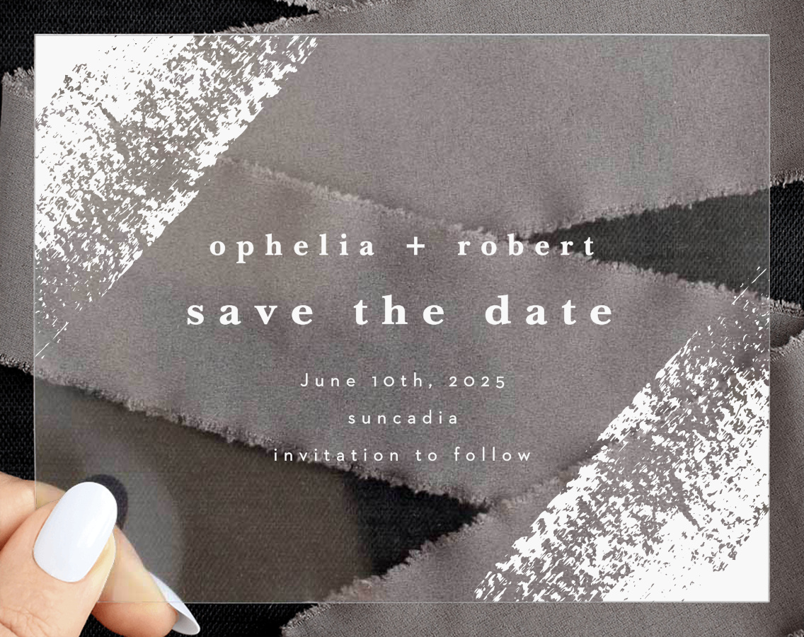 Brushstroke Corners Clear Save The Date Cards