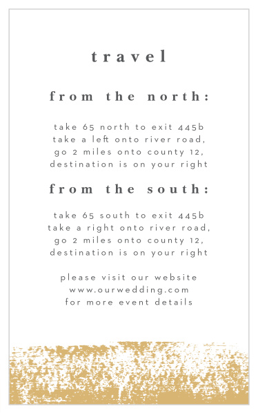 Help in your guests' navigation to your wedding venue, by including our Brushstroke Corners Direction Cards in your suite!