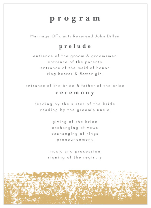 Stylishly outline the events of the day, and appreciate the names of everyone involved, with our Brushstroke Corners Wedding Programs!