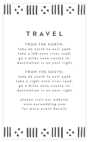 Share your wedding information in exotic style with our Stamped Mudcloth Direction Cards.