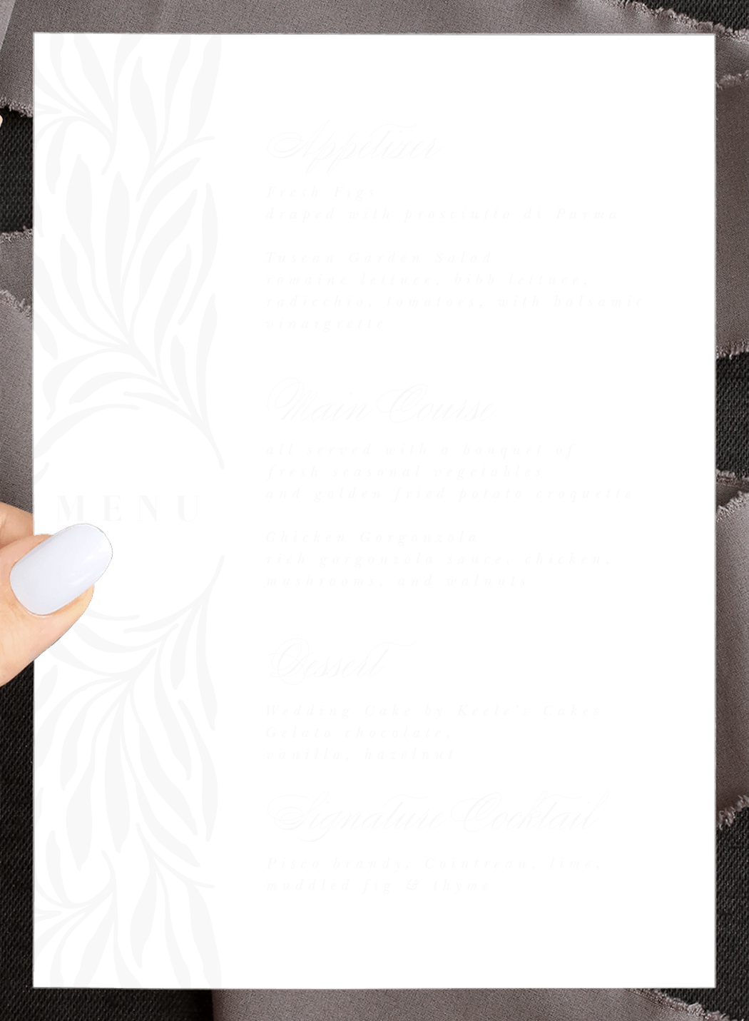 Garden Monogram Clear Wedding Menus