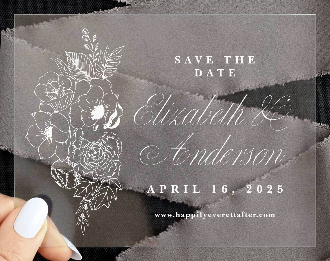 Rustic Botanicals Clear Save The Date Cards