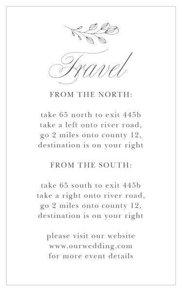 Share your wedding information with timeless style with our Rustic Botanicals Direction Cards.