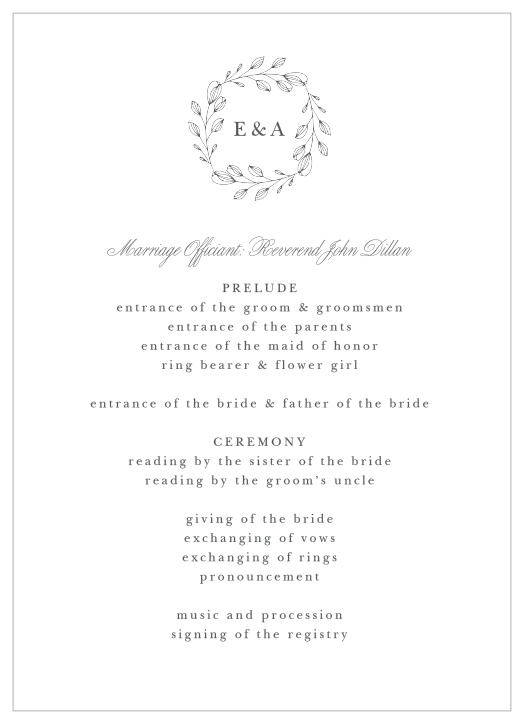 Share your wedding information with timeless style with our Rustic Botanicals Wedding Programs.