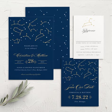 Classic Constellation Foil Wedding Invitations