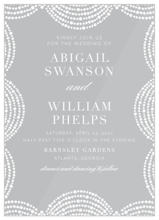 Gather close friends and family together to celebrate your marriage with our Dotted Border Clear Wedding Invitations.