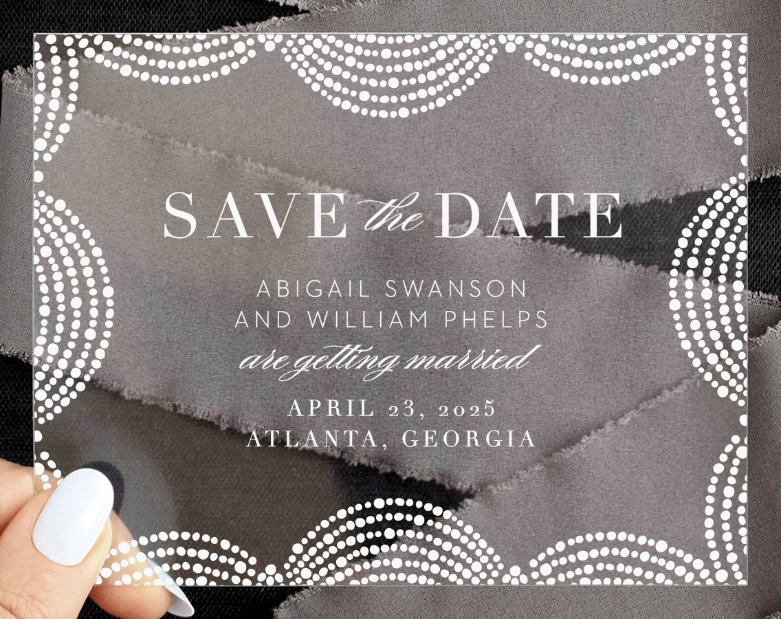 Dotted Border Clear Save The Date Cards