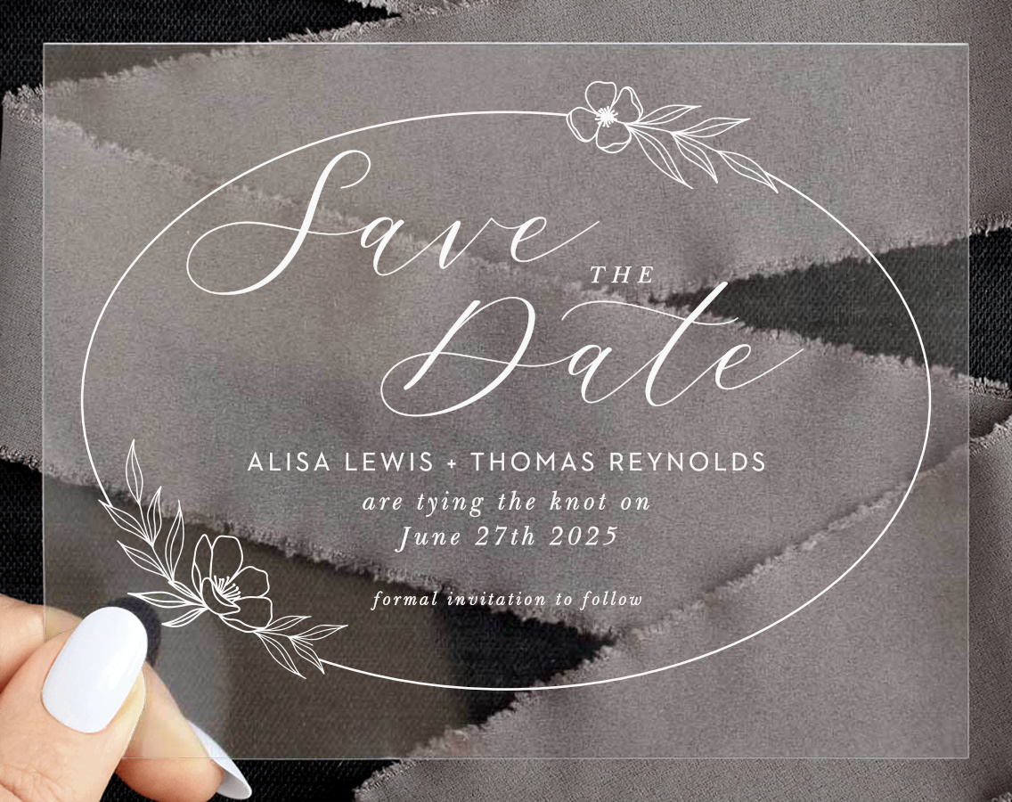 Floral Nuptials Clear Save The Date Cards