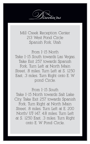 One size fits all directions card.