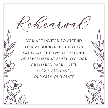Our Floral Nuptials Rehearsal Cards are elegant and functional!