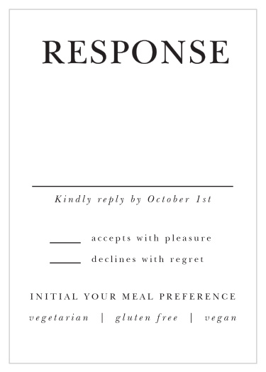 Easily gather your final guest list by including our Classic Type Response Cards in your wedding suite!