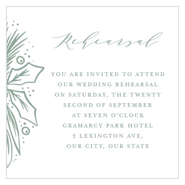 Bring friends and family together to practice your ceremony the night before with our Winter Wreath Rehearsal Cards.