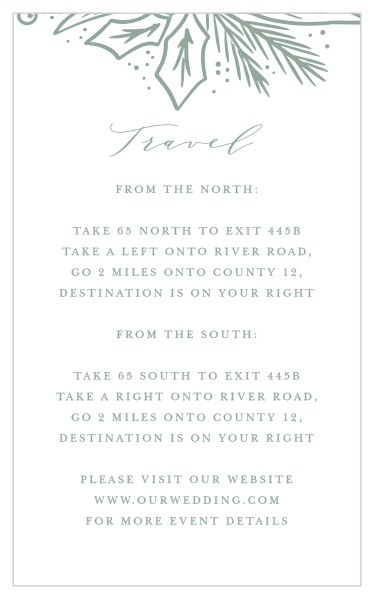 Guide friends and family to your wedding venue with ease with the help of our Winter Wreath Direction Cards.