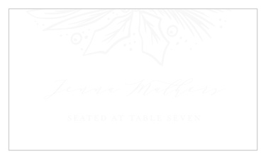 Our Winter Wreath Clear Place Cards guide family and friends to their seats for your wedding reception.