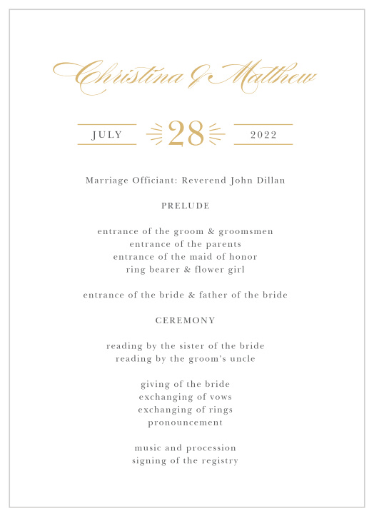 Our Classic Constellation Foil Wedding Programs are the perfect way to keep the events of your big day organized for both you and your guests!