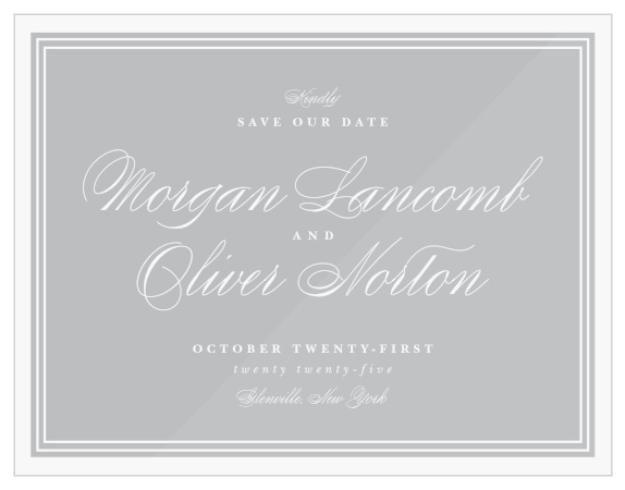 Announce your new, exciting life update by customizing our Classical Tradition Clear Save The Date Cards!