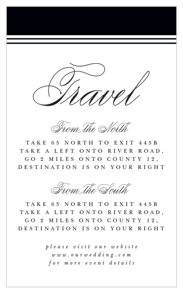 Help your guests easily and safely navigate their way to your wedding venue, with our Classical Tradition Direction Cards!