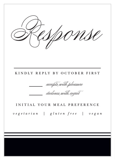Effortlessly gather your guestlist by including our Classical Tradition Response Cards in your wedding suite!