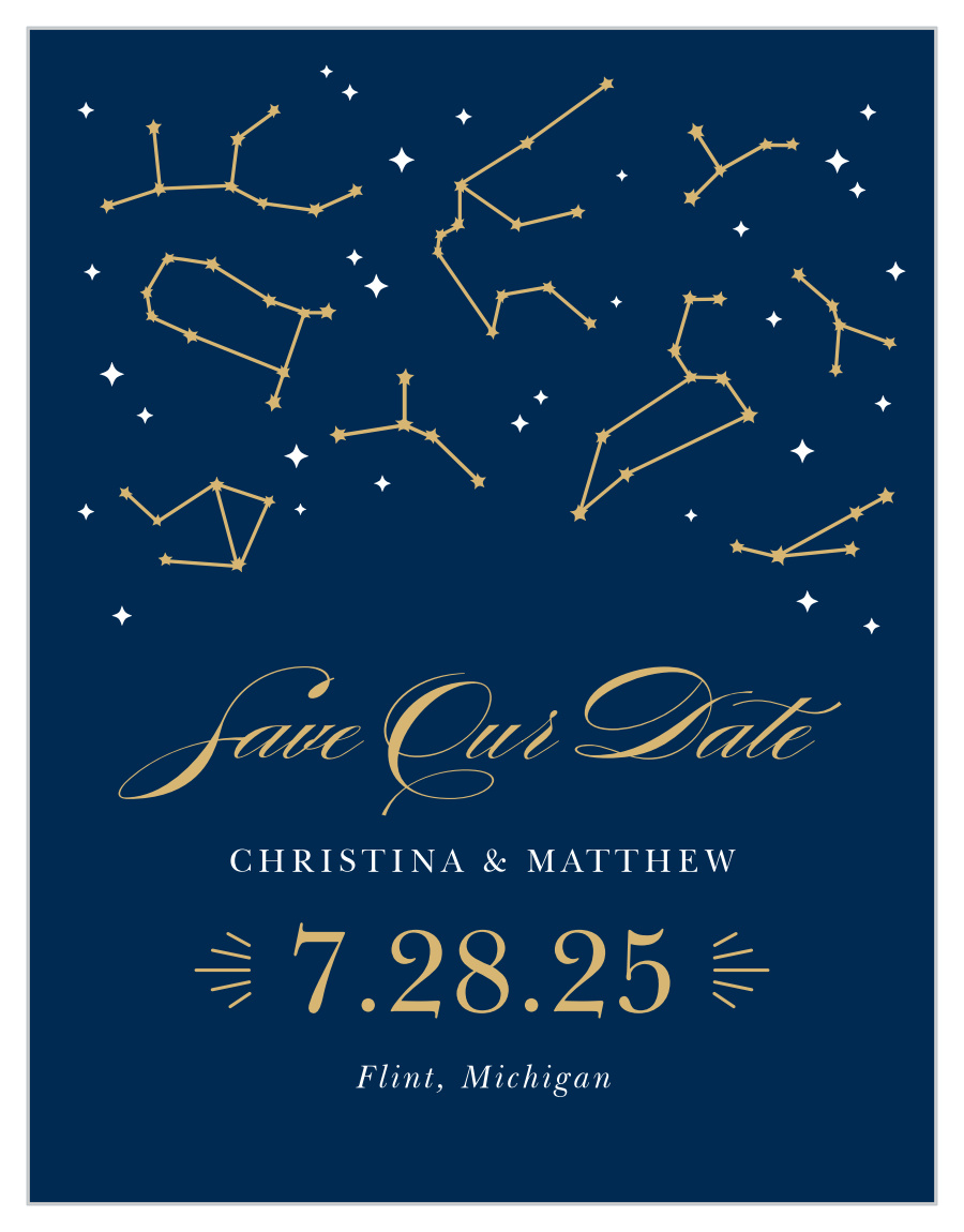 Classic Constellation Foil Save the Date Cards